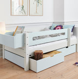 Mimer starter bed with side rail and drawers