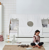 Fulla children's house bed with beech frame and cotton canopy