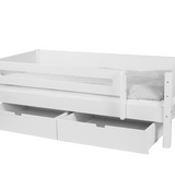 Mimer starter bed with side rail and drawers