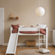 Huxie white mid-high bed with slide and option of colored safety rail, Aton