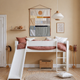 Huxie white mid-high bed with slide and option of colored safety rail, Aton