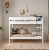 Huxie white bunk bed with option of colored safety rail, Arkas