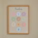 Læringsplakat til børn "Numbers" - inkl. egetræsramme