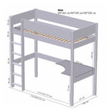 Köp bilden - Gefion högsäng med himmelsblått skrivbord och hyllor