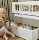 Mimer starter bed with side rail and drawers
