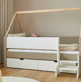 Mimer starter bed with side rail and drawers