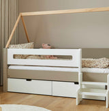 Mimer starter bed with side rail and drawers