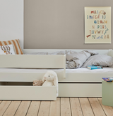 Huxie white children's bed with the option of a colored safety rail, Amon