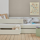 Huxie white children's bed with the option of a colored safety rail, Amon