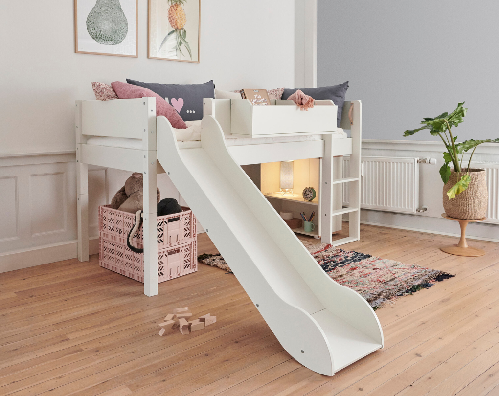 Loke halvhøj seng med rutsjebane - height children's bed with slide - 90*160cm - Light green - 54