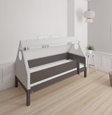 Fulla children's house bed with beech frame and cotton canopy - 90*160cm - Anthracite - 2
