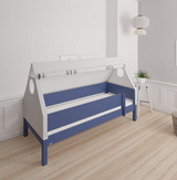 Fulla children's house bed with beech frame and cotton canopy - 90*200cm - Denim blue - 21