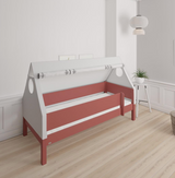 Fulla children's house bed with beech frame and cotton canopy - 90*200cm - Rusty red - 35