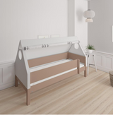 Fulla children's house bed with beech frame and cotton canopy - 90*200cm - Café Latte - 55