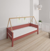 Saga children's bed with beech bed frame - 90*160cm - Rusty red - 35