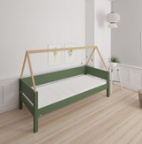 Saga children's bed with beech bed frame - 90*160cm - Dark green - 53