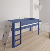Borr half-height children's bed with climbing wall - height bed with climbing wall - 90*200cm - Denim blue - 21