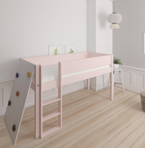 Borr half-height children's bed with climbing wall - height bed with climbing wall - 90*160cm - Light rose - 24