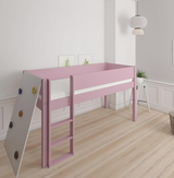 Borr half-height children's bed with climbing wall - height bed with climbing wall - 90*200cm - Dusty rose - 25