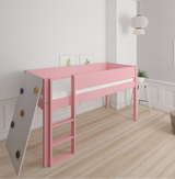 Borr half-height children's bed with climbing wall - height bed with climping wall - 90*200cm - Rose - 30