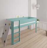 Borr half-height children's bed with climbing wall - height bed with climbing wall - 90*160cm - Mint blue - 42